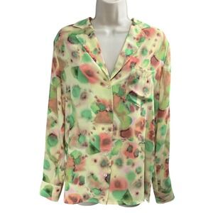 Wilfred Free‎ Aritzia Watercolor Print Button Up Blouse Pajama Stylr Shirt S